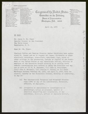 [Letter from John Doar to J. D. St. Clair, April 19, 1974]