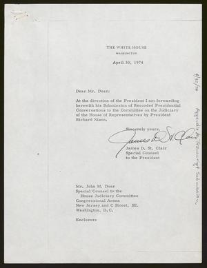 [Letter from James D. St. Clair to John Doar, April 30, 1974]