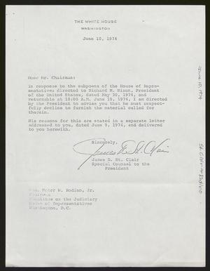 [Letter from James D. St. Clair to Peter W. Rodino, Jr., June 10, 1974]
