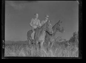 [Negative of Two Soldiers on Horseback]