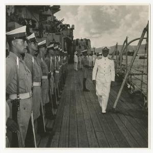 [Admiral Nimitz Inspects Sailors Aboard HMS Duke of York]