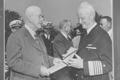Photograph: [Negative of Fleet Admiral Chester W. Nimitz and Another Man]