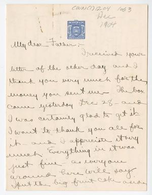 [Letter from Chester W. Nimitz to William Nimitz, December 29, 1904]