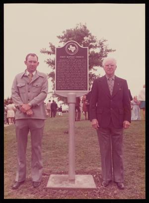 [Historical Marker Ceremony: Marker and Two Men #1]