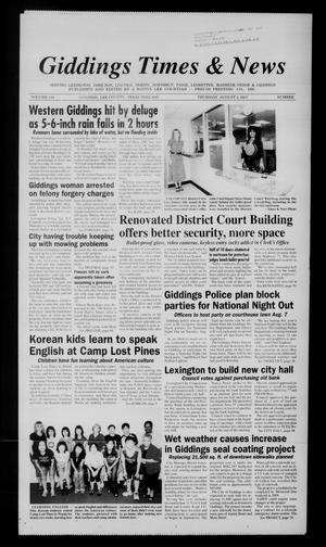 Primary view of object titled 'Giddings Times & News (Giddings, Tex.), Vol. 118, No. [9], Ed. 1 Thursday, August 2, 2007'.