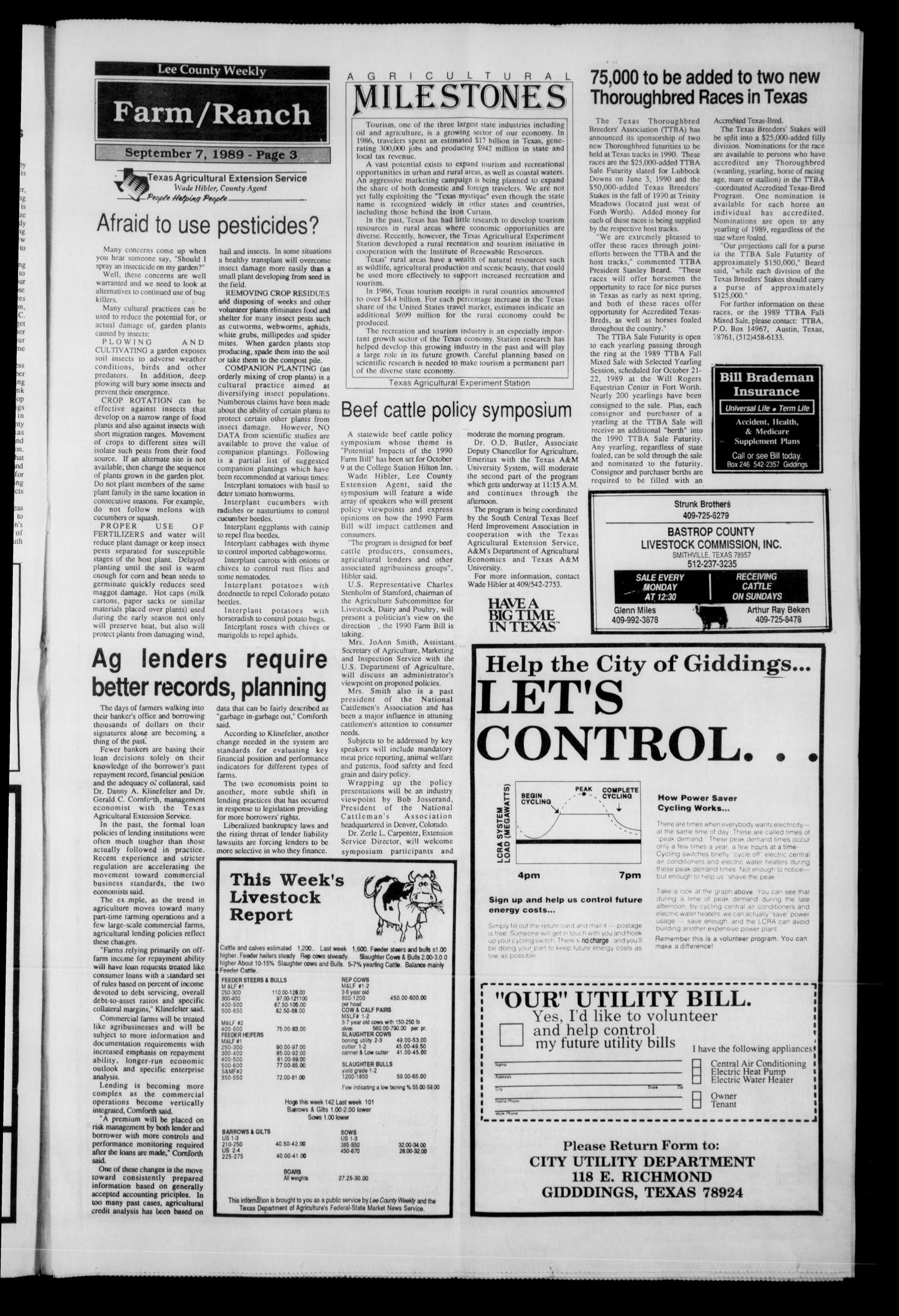 Lee County Weekly (Giddings, Tex.), Vol. 4, No. 41, Ed. 1 Thursday, September 7, 1989
                                                
                                                    [Sequence #]: 3 of 12
                                                