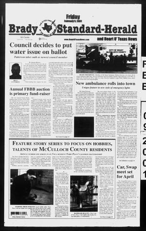 Primary view of object titled 'Brady Standard-Herald and Heart O' Texas News (Brady, Tex.), Ed. 1 Friday, February 9, 2001'.