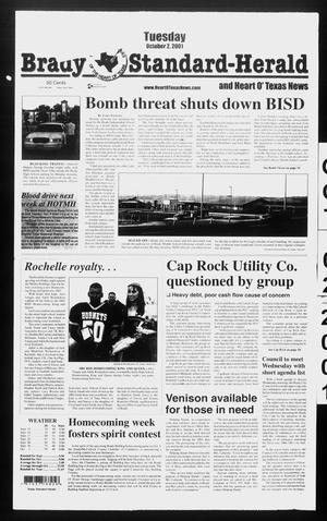 Primary view of object titled 'Brady Standard-Herald and Heart O' Texas News (Brady, Tex.), Ed. 1 Tuesday, October 2, 2001'.