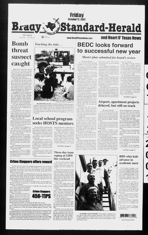 Primary view of object titled 'Brady Standard-Herald and Heart O' Texas News (Brady, Tex.), Ed. 1 Friday, October 12, 2001'.