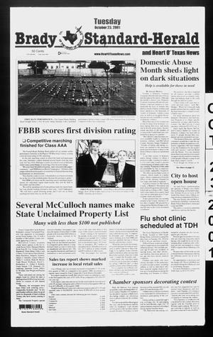 Primary view of object titled 'Brady Standard-Herald and Heart O' Texas News (Brady, Tex.), Ed. 1 Tuesday, October 23, 2001'.