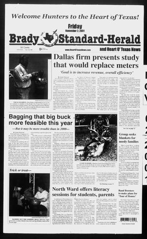 Primary view of object titled 'Brady Standard-Herald and Heart O' Texas News (Brady, Tex.), Ed. 1 Friday, November 2, 2001'.