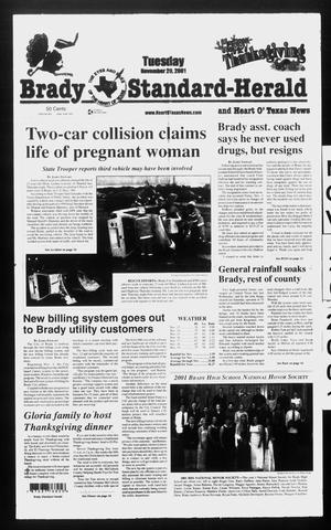 Primary view of object titled 'Brady Standard-Herald and Heart O' Texas News (Brady, Tex.), Ed. 1 Tuesday, November 20, 2001'.