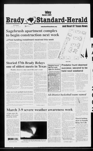 Primary view of object titled 'Brady Standard-Herald and Heart O' Texas News (Brady, Tex.), Ed. 1 Friday, March 1, 2002'.