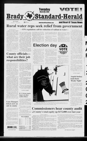 Primary view of object titled 'Brady Standard-Herald and Heart O' Texas News (Brady, Tex.), Ed. 1 Tuesday, March 12, 2002'.