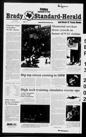 Primary view of object titled 'Brady Standard-Herald and Heart O' Texas News (Brady, Tex.), Ed. 1 Friday, September 13, 2002'.