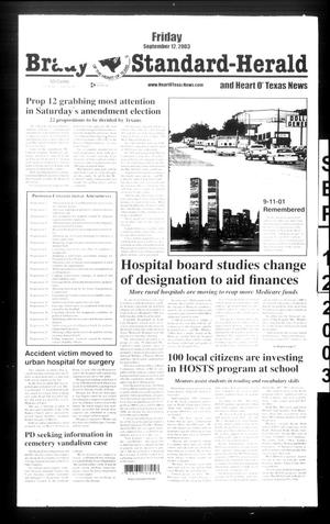 Brady Standard-Herald and Heart O' Texas News (Brady, Tex.), Ed. 1 Friday, September 12, 2003