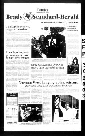Brady Standard-Herald and Heart O' Texas News (Brady, Tex.), Ed. 1 Tuesday, September 30, 2003