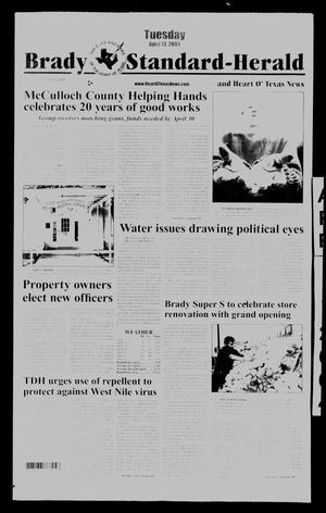 Primary view of object titled 'Brady Standard-Herald and Heart O' Texas News (Brady, Tex.), Ed. 1 Tuesday, April 13, 2004'.