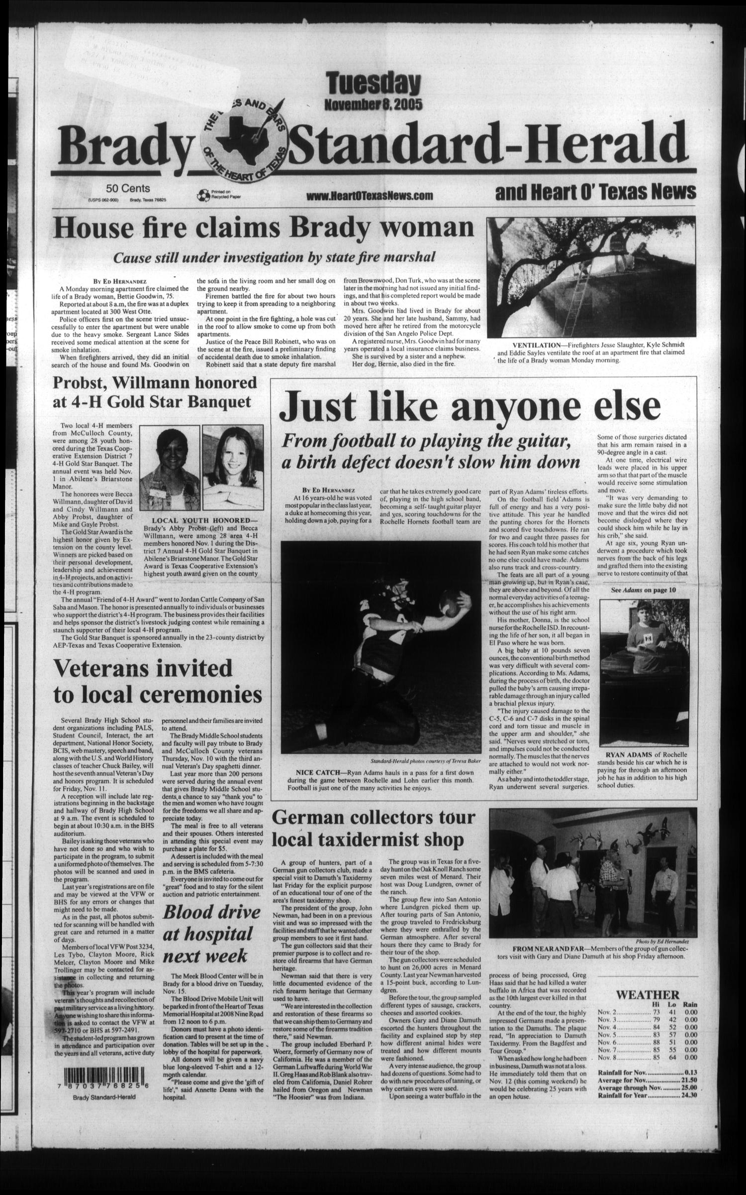 Brady Standard-Herald and Heart O' Texas News (Brady, Tex.), Ed. 1 Tuesday, November 8, 2005
                                                
                                                    [Sequence #]: 1 of 10
                                                
