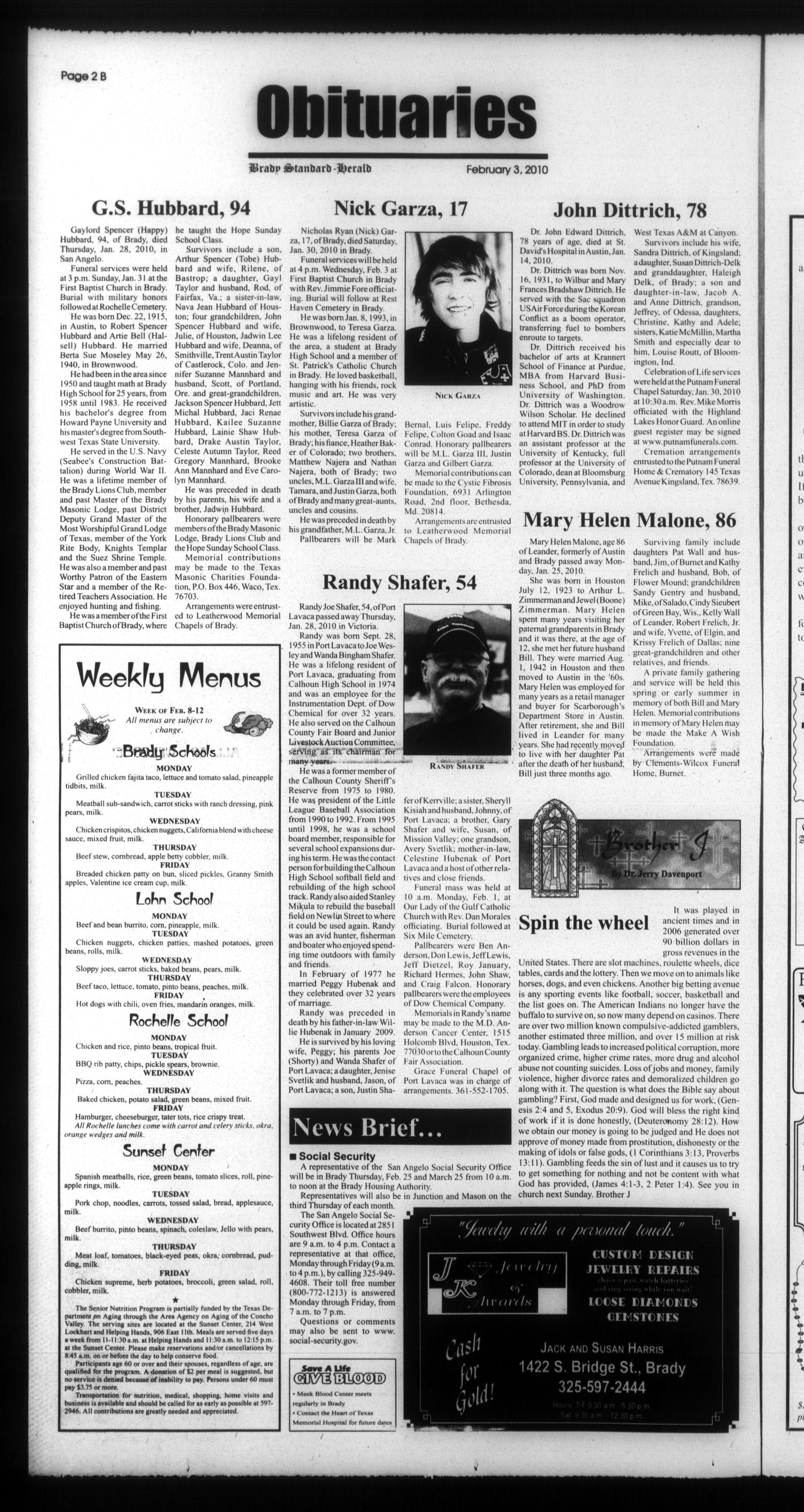 Brady Standard-Herald and Heart of Texas News (Brady, Tex.), Ed. 1 Wednesday, February 3, 2010
                                                
                                                    [Sequence #]: 12 of 20
                                                