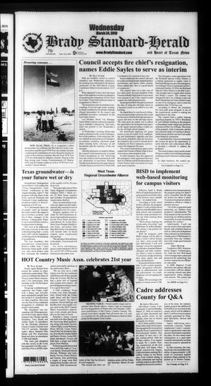 Primary view of object titled 'Brady Standard-Herald and Heart of Texas News (Brady, Tex.), Ed. 1 Wednesday, March 24, 2010'.