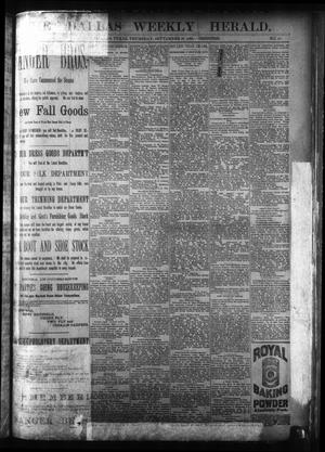 Primary view of object titled 'The Dallas Weekly Herald. (Dallas, Tex.), Vol. [35], No. 44, Ed. 1 Thursday, September 10, 1885'.