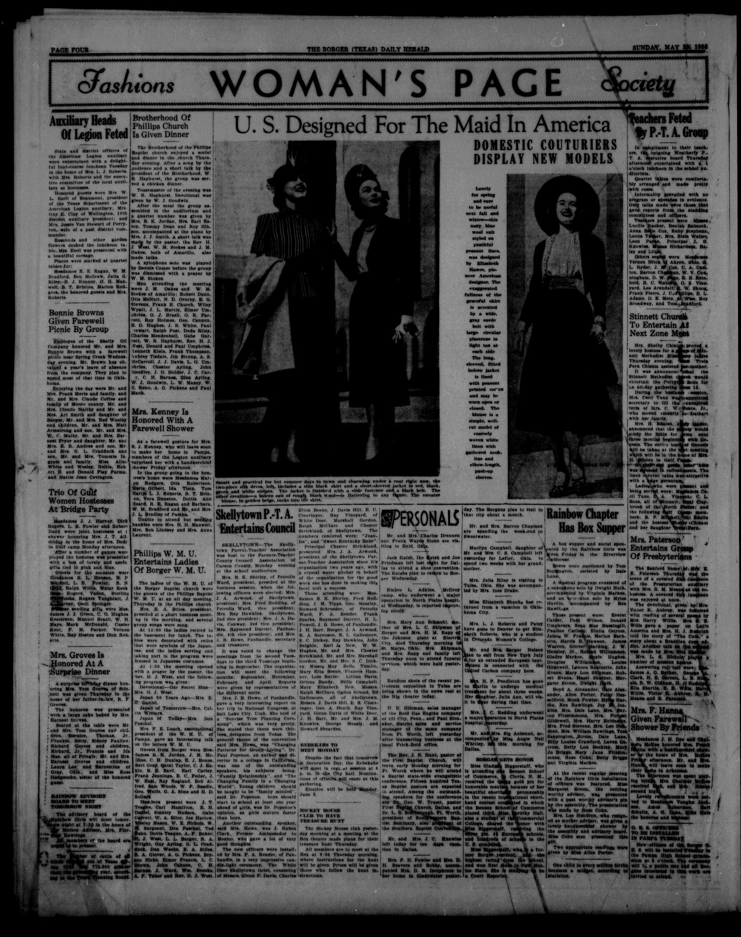 Borger Daily Herald (Borger, Tex.), Vol. 12, No. 163, Ed. 1 Sunday, May 29, 1938
                                                
                                                    [Sequence #]: 4 of 8
                                                