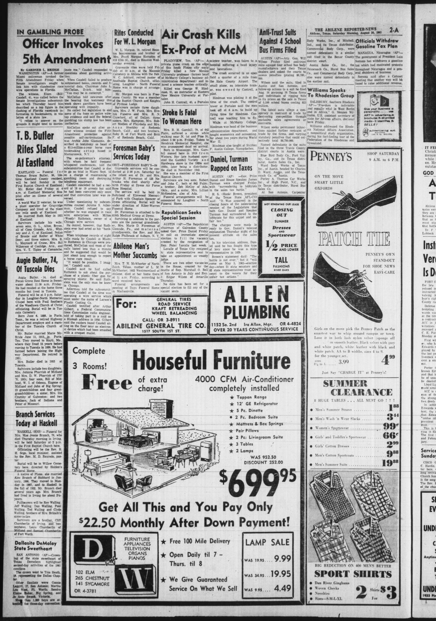 The Abilene Reporter-News (Abilene, Tex.), Vol. 81, No. 68, Ed. 1 Saturday, August 26, 1961
                                                
                                                    [Sequence #]: 2 of 24
                                                