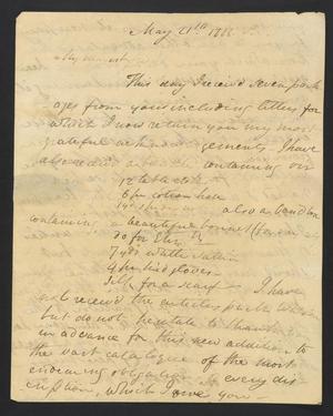Primary view of object titled '[Letter from Elizabeth Upshur Teackle to her husband, Littleton D. Teackle, May 21, 1808]'.