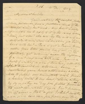 Primary view of object titled '[Letter from Elizabeth Upshur Teackle to her husband, Littleton D. Teackle, December 31, 1809]'.