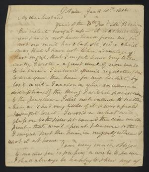 Primary view of object titled '[Letter from Elizabeth Upshur Teackle to her husband, Littleton Dennis Teackle, January 15, 1810]'.