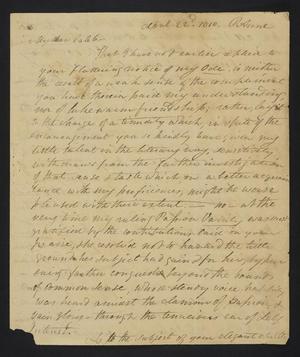 [Letter from Elizabeth Upshur Teackle to Caleb Upshur, April 22, 1810]