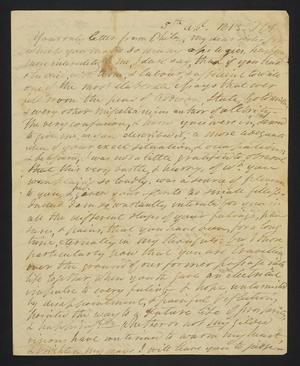 Primary view of object titled '[Letter from Elizabeth Upshur Teackle to her sister, Ann Upshur Eyre, April 5, 1813]'.