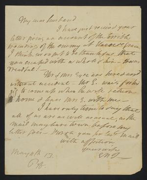 Primary view of object titled '[Letter from Elizabeth Upshur Teackle to her husband, Littleton Dennis Teackle, May 11, 1813]'.
