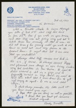 [Letter from Randy Forrester, February 15, 1993]