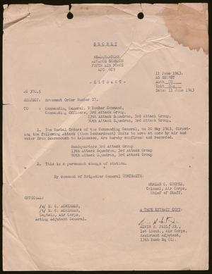 [Movement Order from Merian C. Cooper, June 11, 1943]