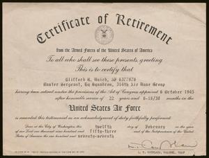 Primary view of object titled '[Retirement Certificate]'.