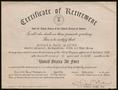 Thumbnail image of item number 1 in: '[Retirement Certificate]'.