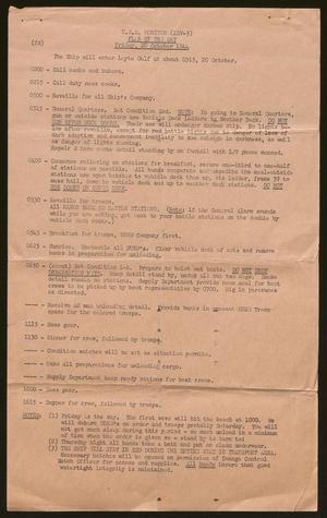 [Plans of the Day and Memorandums for the USS Monitor, 1944-1945]