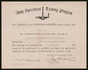 [Army Specialized Training Program Certificate]