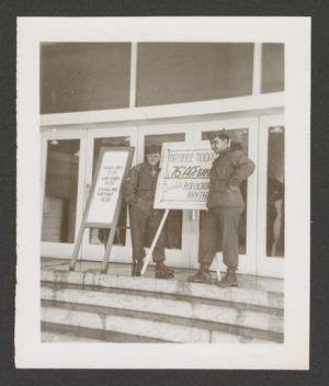 Primary view of object titled '[76th AGF Band Members With Signs]'.