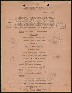 [Program for the Opening of the Camp Crocodile Mess Hall, October 1, 1943]