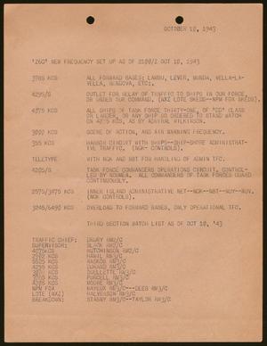 [Staff Memorandum on New Frequency Set Up, October 10, 1943]