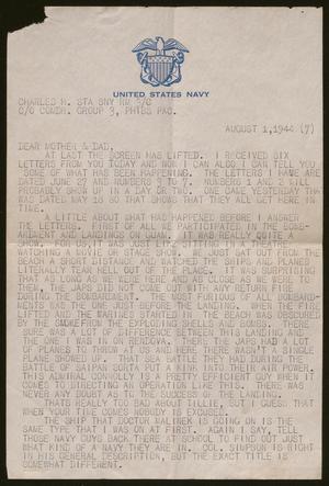 [Letter from Charles Stasny to his Parents, August 1, 1944]