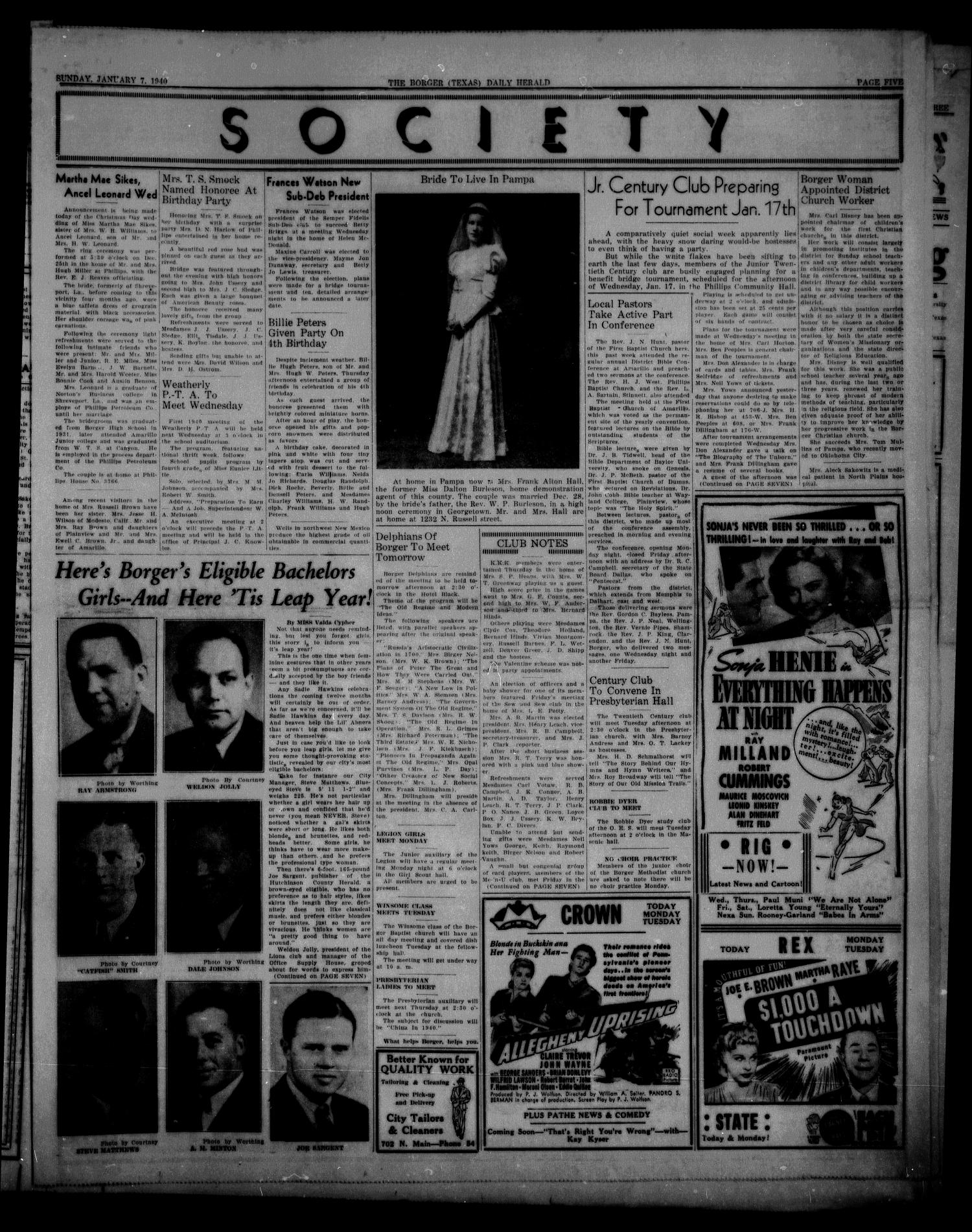 Borger Daily Herald (Borger, Tex.), Vol. 14, No. 38, Ed. 1 Sunday, January 7, 1940
                                                
                                                    [Sequence #]: 3 of 10
                                                