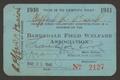 Thumbnail image of item number 1 in: '[Barksdale Field Welfare Association Membership Card, March 21, 1940]'.