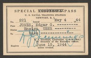 [Naval Training Station Special Pass, May 4, 1944]