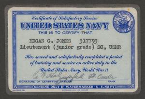 [Navy Certificate of Satisfactory Service, January 13, 1946]