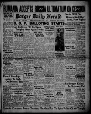 Borger Daily Herald (Borger, Tex.), Vol. 14, No. 186, Ed. 1 Thursday, June 27, 1940