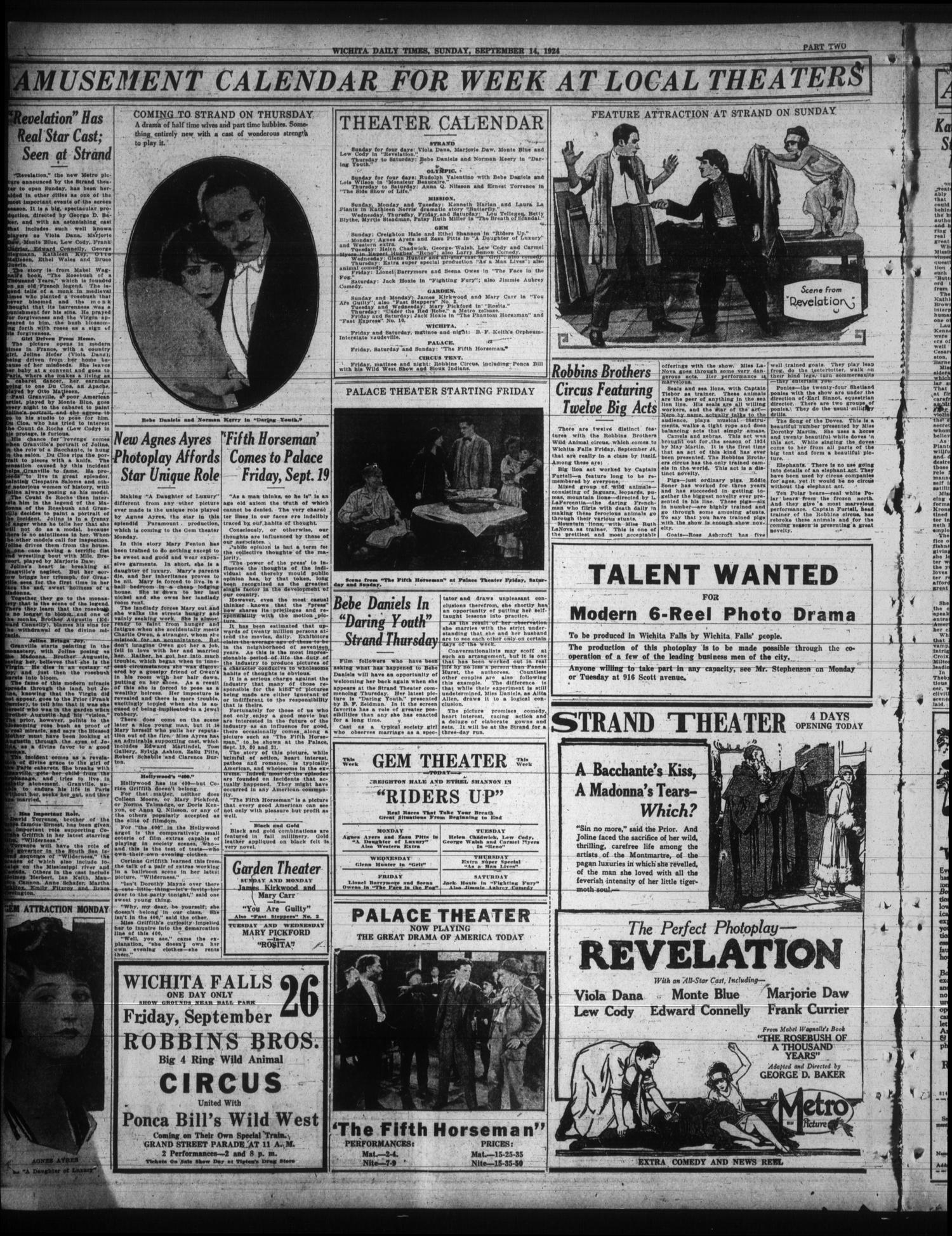 Wichita Daily Times (Wichita Falls, Tex.), Vol. 18, No. 124, Ed. 1 Sunday, September 14, 1924
                                                
                                                    [Sequence #]: 26 of 48
                                                